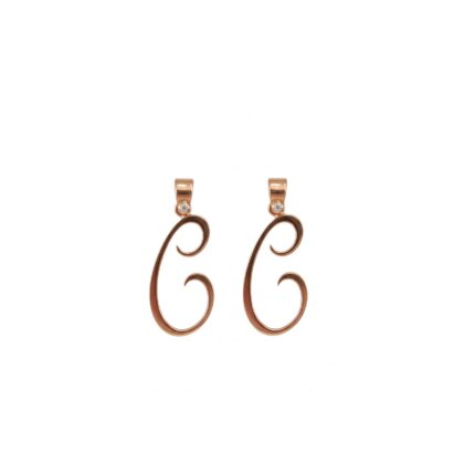 Handgemaakte 18k Roségouden Oorbellen met Briljant