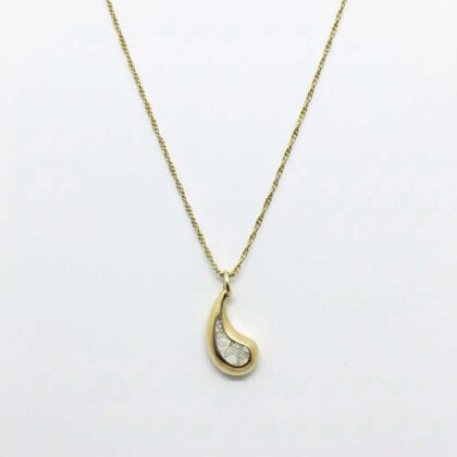 Gouden druppelhanger met natuurlijk inlegwerk