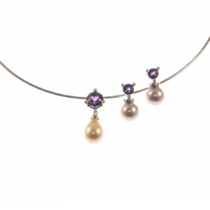Elegante Amethist & Parelspang