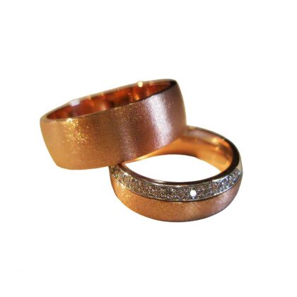 18K Roségouden Trouwringenset met Pavé Diamanten