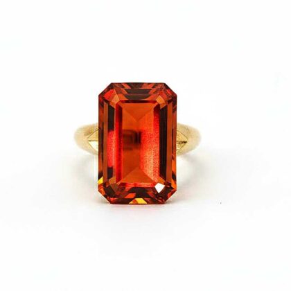 14k Geelgouden Ring met Emerald-Cut Madeira Citrien
