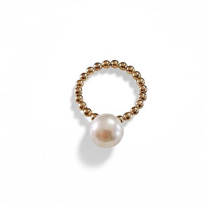 14k Gouden bolletjesring met zoetwaterparel